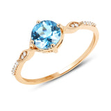 1.04 ct. Genuine Swiss Blue Topaz and White Diamond 14K Yellow Gold Ring