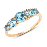 1.53 Carat Genuine Swiss Blue Topaz and White Diamond 14K Yellow Gold Ring