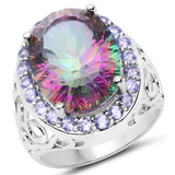 9.17 ct.. t.w. Mystic Quartz and Tanzanite Ring in Sterling Silver