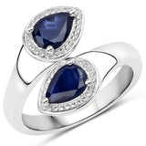 1.60 Carat Genuine Blue Sapphire .925 Sterling Silver Ring