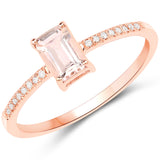 0.50 Carat Genuine Morganite and White Diamond 18K Rose Gold Ring