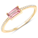 0.47 ct. Genuine Pink Tourmaline and White Diamond 14K Yellow Gold Ring