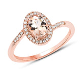 0.80 Carat Genuine Morganite and White Diamond 14K Rose Gold Ring