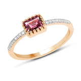 0.65 Carat Genuine Pink Tourmaline and White Diamond 14K Yellow Gold Ring