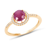 1.21 ct. Genuine Ruby and White Diamond 14K Yellow Gold Ring