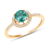 0.86 Carat Genuine Zambian Emerald and White Diamond 14K Yellow Gold Ring