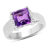 2.55 ct. Genuine Amethyst and White Topaz .925 Sterling Silver Ring for women