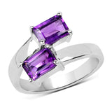 2 ct Genuine Amethyst .925 Sterling Silver Ring for women
