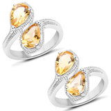 2.10 Carat Genuine Citrine .925 Sterling Silver Ring