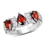2.56 Carat Genuine  Garnet and White Topaz .925 Sterling Silver Ring
