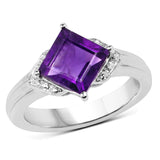 2.55 ct. Genuine Amethyst and White Topaz .925 Sterling Silver Ring