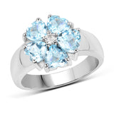 2.58 Carat Genuine  Blue Topaz and White Topaz .925 Sterling Silver Ring