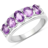 1.85 ct. Genuine  Amethyst and White Topaz .925 Sterling Silver Ring for women
