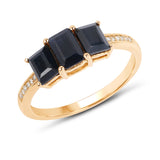 1.49 Carat Genuine Blue Sapphire and White Diamond 14K Yellow Gold Ring