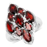 4.49 Carat Genuine  Garnet and White Topaz .925 Sterling Silver Ring
