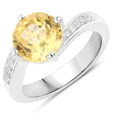 2.55 ct. Genuine Citrine and White Topaz .925 Sterling Silver Ring