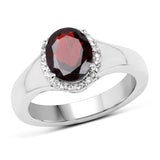 2.63 Carat Genuine  Garnet and White Topaz .925 Sterling Silver Ring