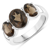 3.14 Carat Genuine Smoky Quartz .925 Sterling Silver Ring