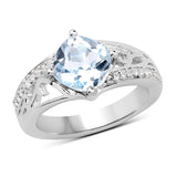 2.40 ct. Genuine  Blue Topaz and White Topaz .925 Sterling Silver Ring