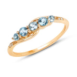 0.41 Carat Genuine Swiss Blue Topaz and White Diamond 14K Yellow Gold Ring