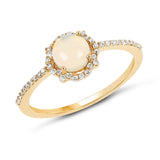 0.41 Carat Genuine Ethiopian Opal and White Diamond 14K Yellow Gold Ring