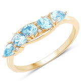 0.91 ct. Genuine Swiss Blue Topaz and White Diamond 14K Yellow Gold Ring for women