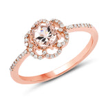 0.54 ct. Genuine Morganite and White Diamond 14K Rose Gold Ring