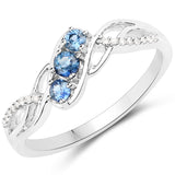 0.27 Carat Genuine Blue Sapphire and White Diamond 18K White Gold Ring