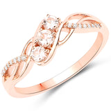 0.25 Carat Genuine Morganite and White Diamond 18K Rose Gold Ring