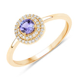 0.36 ct. Genuine Tanzanite and White Diamond 14K Yellow Gold Ring