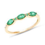 0.39 Carat Genuine Zambian Emerald and White Diamond 14K Yellow Gold Ring