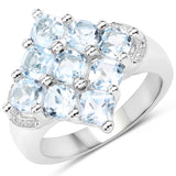 3.24 Carat Genuine Blue Topaz .925 Sterling Silver Ring