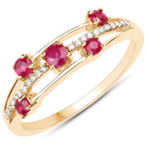 0.41 Carat Genuine Ruby and White Diamond 18K Yellow Gold Ring