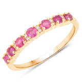 0.57 Carat Genuine Ruby and White Diamond 10K Yellow Gold Ring