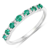 0.41 ct. Genuine Zambian Emerald and White Diamond 14K White Gold Ring