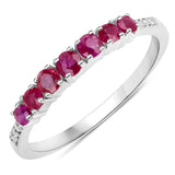 0.45 Carat Genuine Ruby and White Diamond 14K White Gold Ring