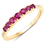 0.45 Carat Genuine Ruby and White Diamond 14K Yellow Gold Ring