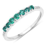 0.45 Carat Genuine Zambian Emerald and White Diamond 14K White Gold Ring