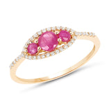 0.56 Carat Genuine Ruby and White Diamond 14K Yellow Gold Ring