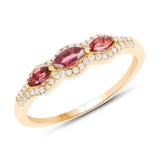 0.47 ct. Genuine Pink Tourmaline and White Diamond 14K Yellow Gold Ring for women