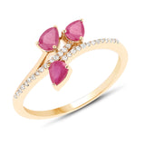 0.68 ct. Genuine Ruby and White Diamond 14K Yellow Gold Ring