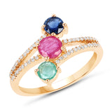 1.22 Carat Genuine Multi Stone 14K Yellow Gold Ring
