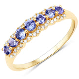 0.51 ct. Genuine Tanzanite and White Diamond 14K Yellow Gold Ring for women