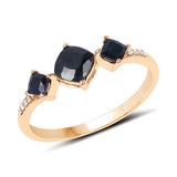 1.07 Carat Genuine Blue Sapphire and White Diamond 14K Yellow Gold Ring