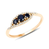 0.47 ct. Genuine Blue Sapphire and White Diamond 14K Yellow Gold Ring for women