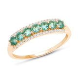 0.60 ct. Genuine Zambian Emerald and White Diamond 14K Yellow Gold Ring