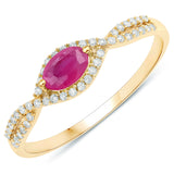 0.40 ct. Genuine Ruby and White Diamond 14K Yellow Gold Ring for women