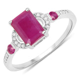 1.52 Carat Genuine Ruby and White Diamond 14K White Gold Ring