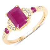 1.52 Carat Genuine Ruby and White Diamond 14K Yellow Gold Ring