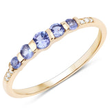 0.36 Carat Genuine Tanzanite and White Diamond 14K Yellow Gold Ring